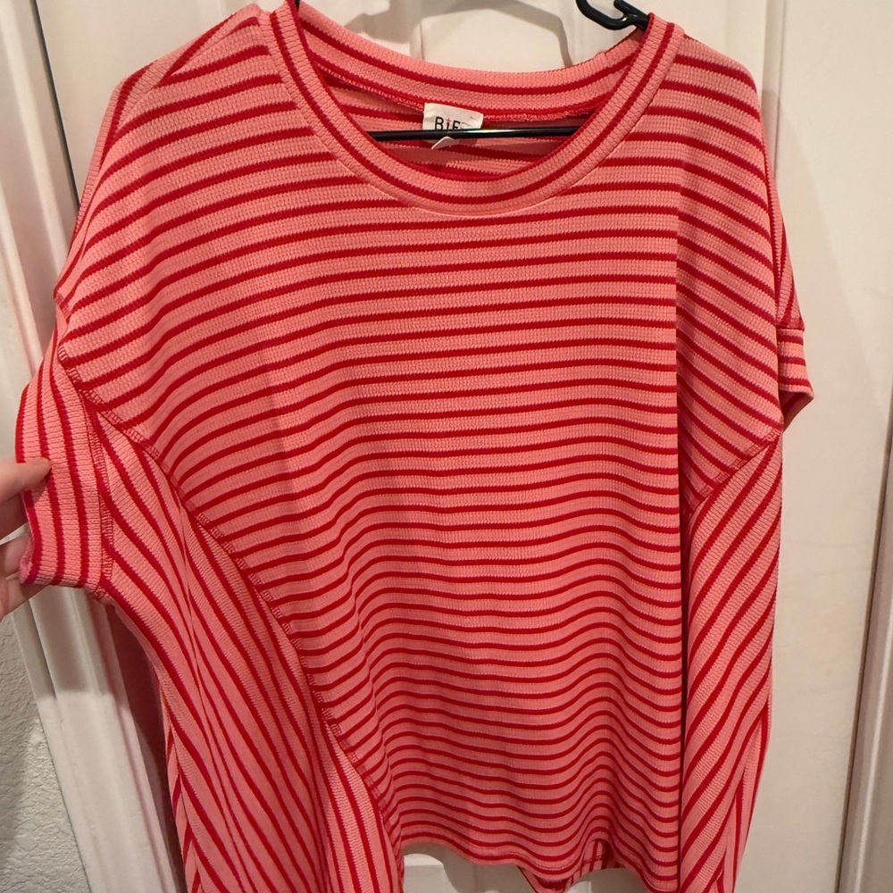 BiBi Pink Striped Short Sleeve Tee